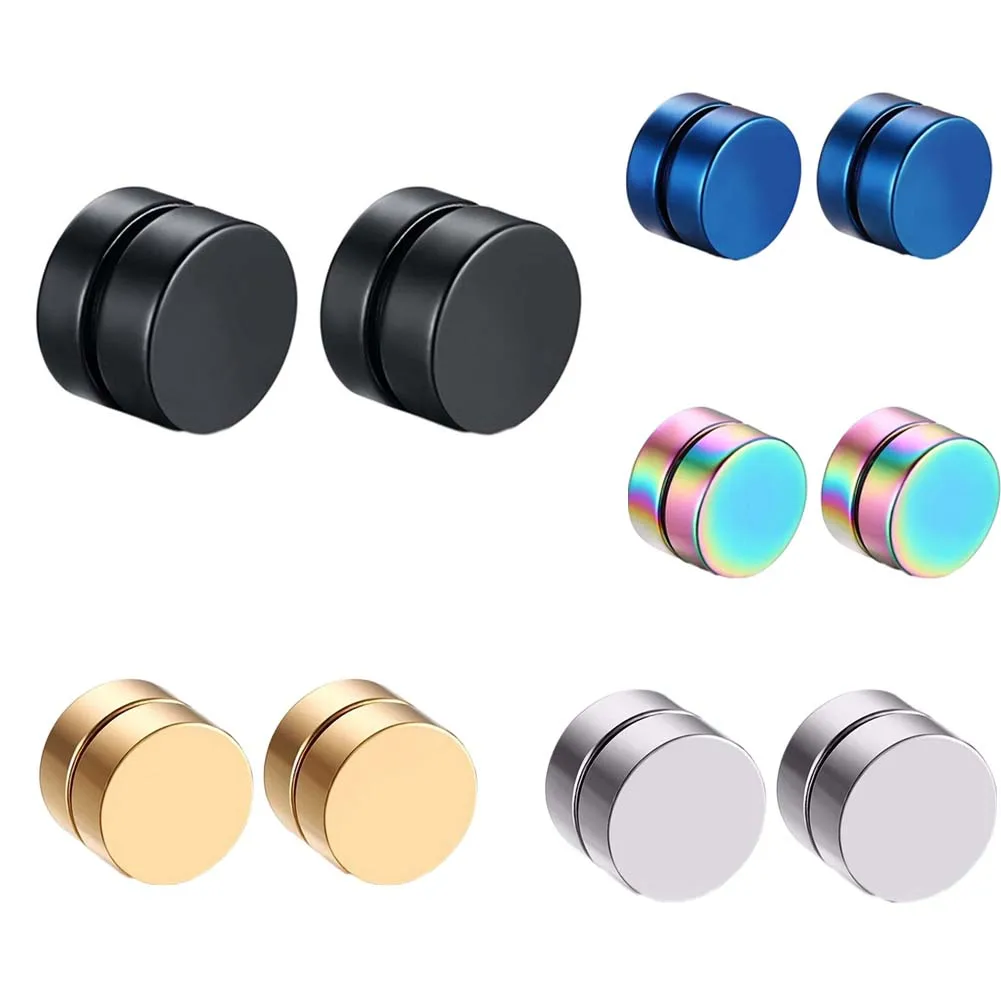 

2PC Stainless Steel None Piercing Magnetic Earrings Double Sided Round Bolt Stud Earrings Men Women Punk Gothic Barbell Earrings