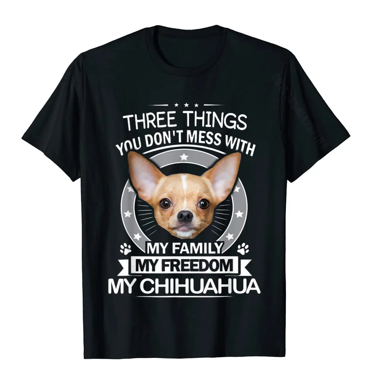 3D Printed Design T Shirts High Quality Summer Fall Short Sleeve Crewneck Tops & Tees 100% Cotton Men Casual Tops Shirts Chihuahua Shirt Three Things You Dont Mess With Funny Tee T-Shirt__1544 black