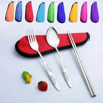 

by dhl 200set 4pcs/set Tableware Sets Cutlery Environmentally Travel Stainless Steel Tableware Portable Camping Bag