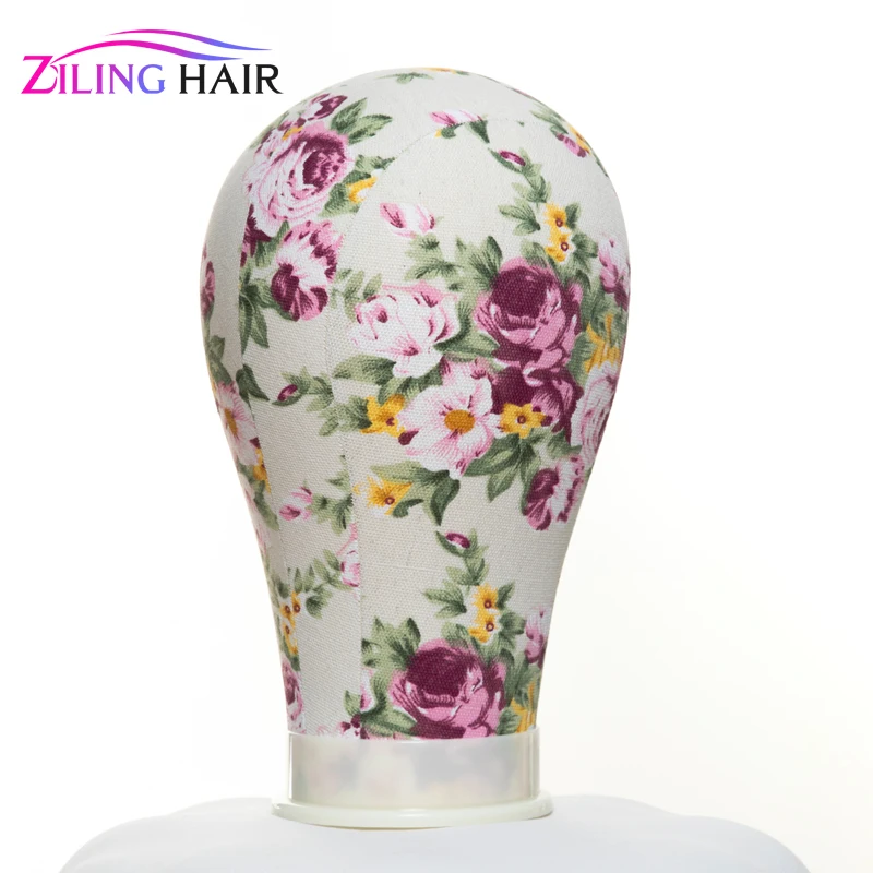 Печать Цветок Холст покрытый блок манекен парик стенд голова 22 дюймов Средний размер используется для изготовления париков, шляпа чулок и дисплей