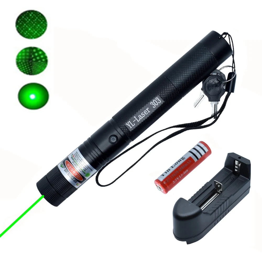 GS3 532nm Adjustable Focus Green Laser Pointer Torch Battery & Charger & Goggles 
