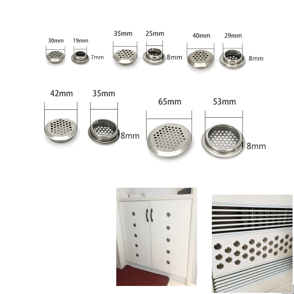 10 Pieces Housing Cover Stainless Steel Round Ventilation Hole Grid