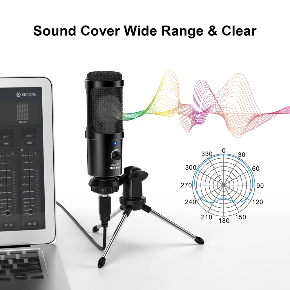 Professional USB Condenser Microphones For PC Computer Laptop Singing Gaming Streaming Recording Studio YouTube Video Microfon |