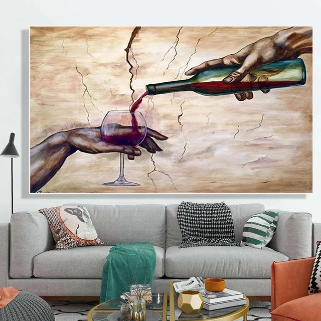 Mano e versare bicchiere di vino rosso poster e stampe quadri astratti  moderni quadri su tela immagini decorazione d'interni per la casa -  AliExpress