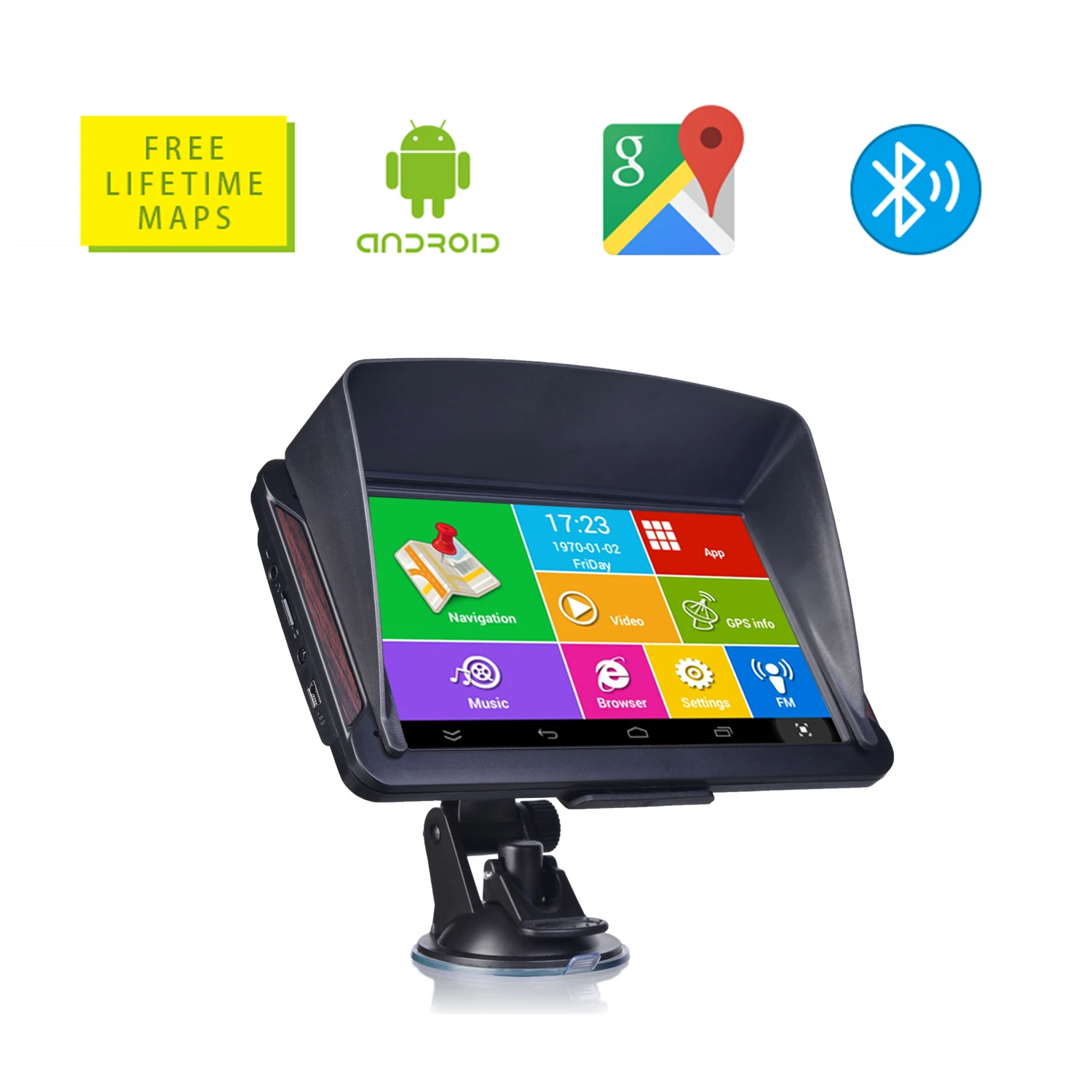 

7" Inch Android 16GB RAM512MB Car GPS Navigation Sat Na AV-IN Bluetooth WIFI FM Transmitter Free maps+Sunshade