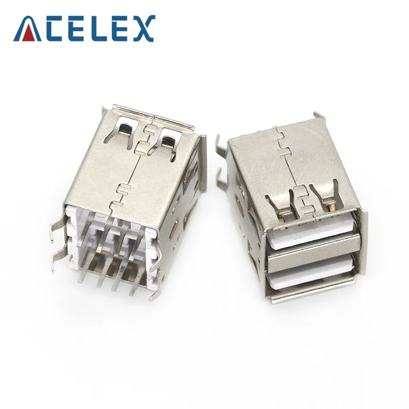 10Pcs Double USB Type A Female Solder Jacks Connector PCB Socket USB-A type 90 Degrees 4pins | Обустройство дома