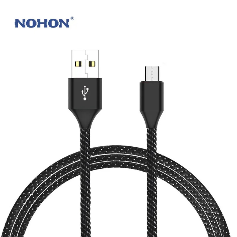 NOHON Micro USB кабель 2A 2 м Быстрая зарядка USB зарядное устройство Шнур нейлоновый плетеный кабель для передачи данных для samsung huawei Honor Xiaomi Meizu LG