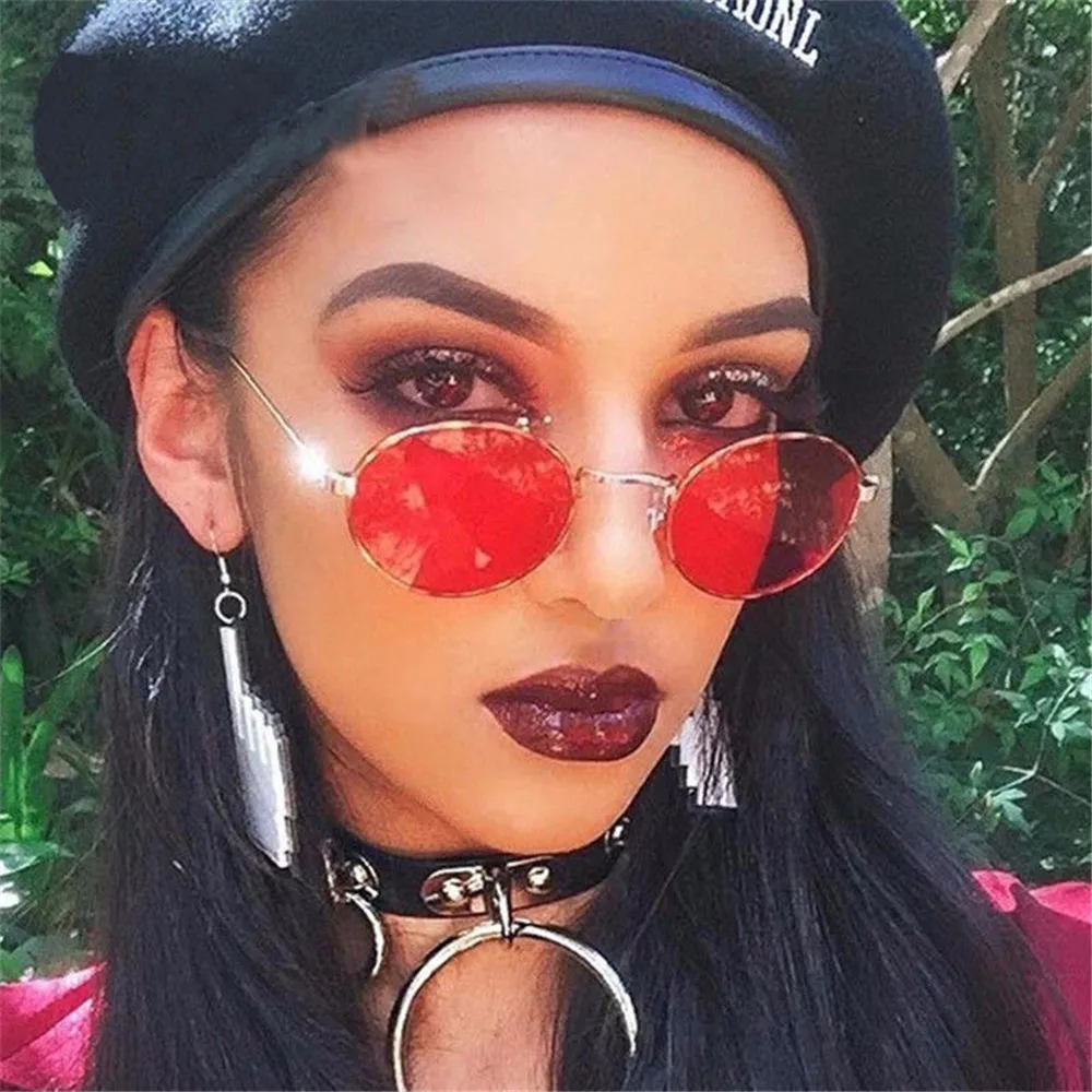 

Vintage Retro Oval Sunglasses Ellipse Metal Frame Glasses Trendy Fashion Shades Glasses Women/Men Anti-UV 2020 New Fashion