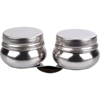 

Mini Metal Double Hole Oil Painting Oiler Stainless Steel Clip Container Case Paint Palette with Lid