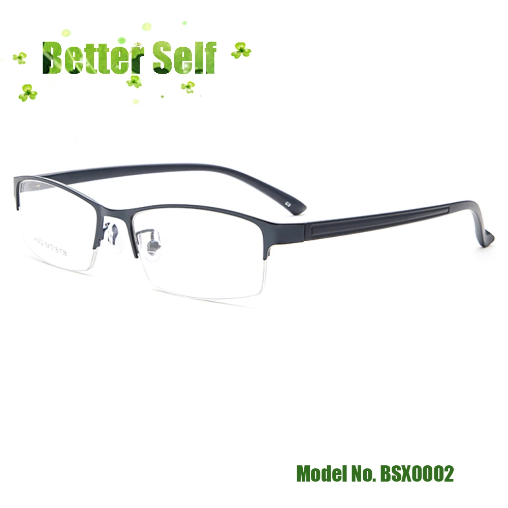 

Eyeglasses 2020 New BSX0002 Men's Steel Frame Silicone Nose Pad TR90 Temple Eyeglasses Can Equip Myopia Lens Half Rim Rectangle