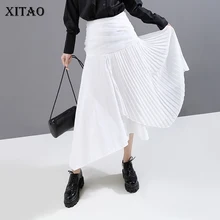 XITAO, корейский стиль, высокая талия, юбки для женщин, s, нестандартная, модная плиссированная юбка, тренд, новинка, весна-лето, женская одежда, XJ3364