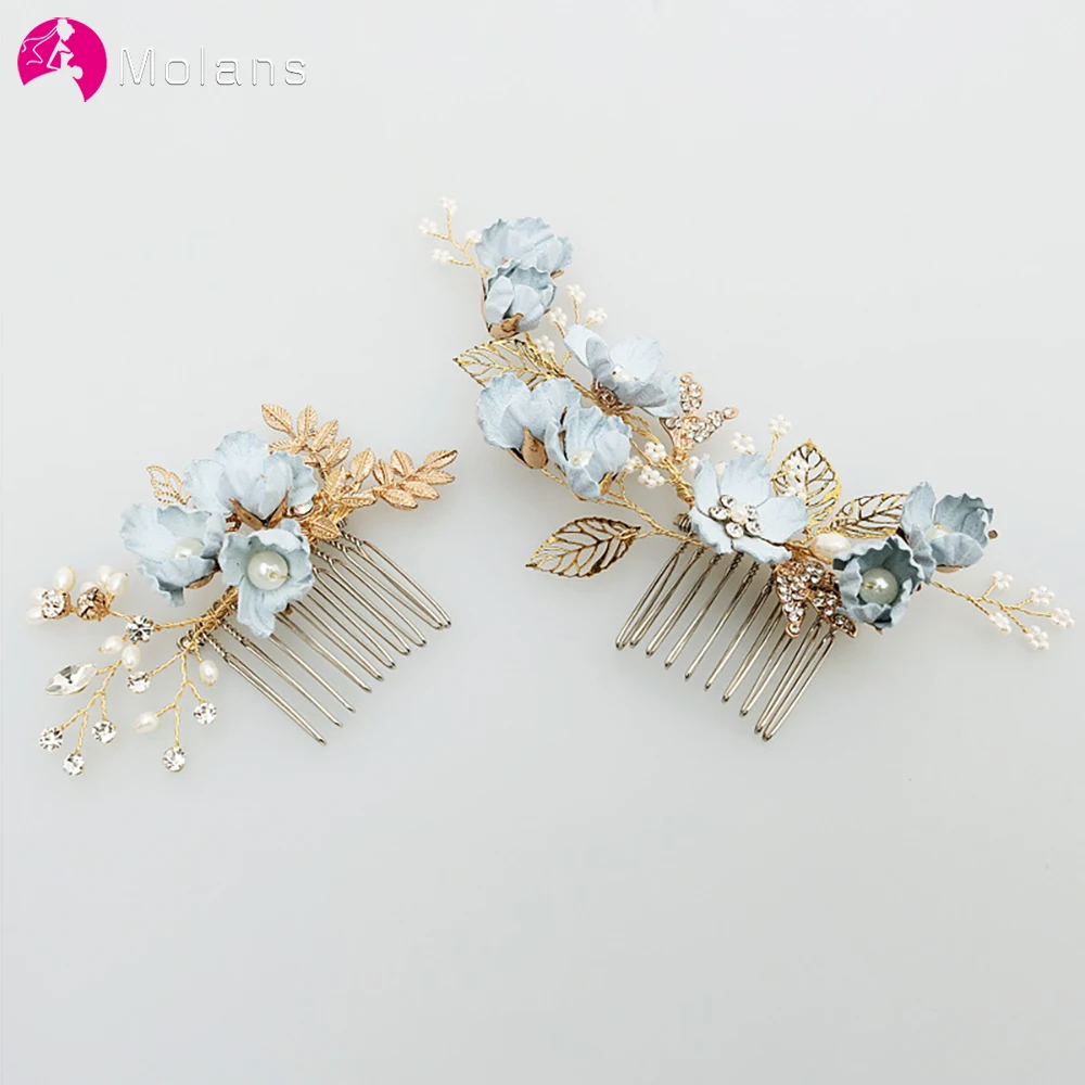 

Molans Luxury Rhinestone Hairpin Pearl Wedding Hair Combs Hair Accessories for Bridal Flower Headpiece Women Bride Jewelry