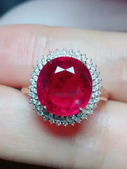 

Tourmaline Ring Pure 18K White Gold AU750 100% Natural Tourmaline Gemstones 5.62ct Female Rings for Women Fine Ring
