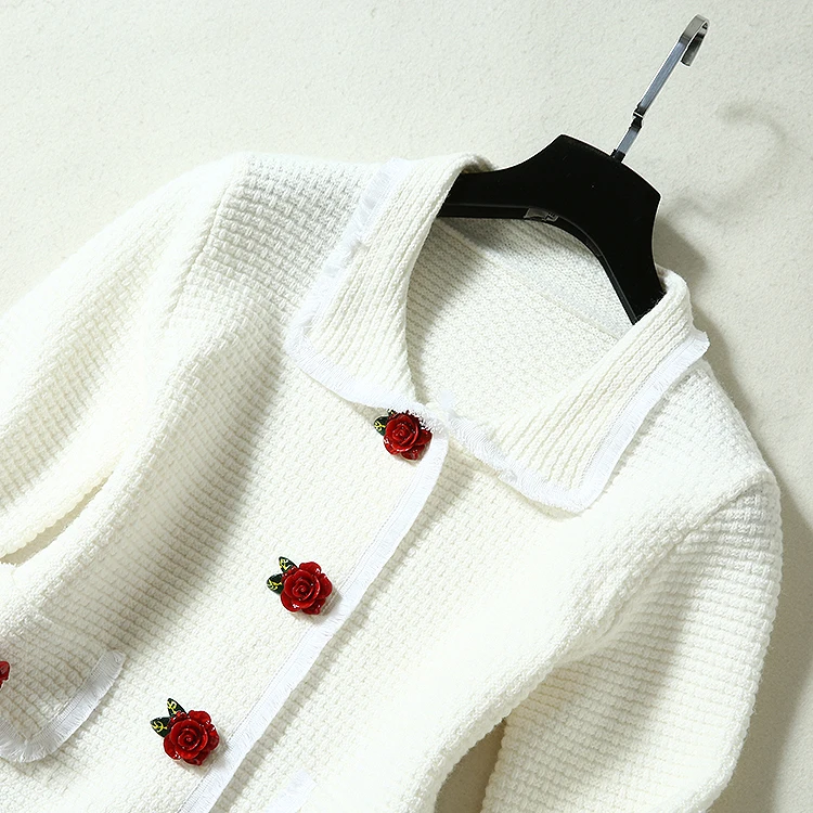 Красный Roosarosee дизайнерский женский осенне-весенний модный Цветочные пуговицы рубашка с коротким рукавом пальто+ юбка элегантный винтажный комплект из 2 предметов