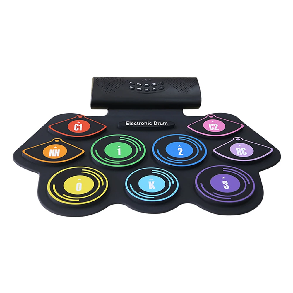 

8pcs Learning Foldable Electronic Drum Set Toy Practice Pad Kids Gift Interest Develop Roll Up Foot Pedals For Beginners Sticks