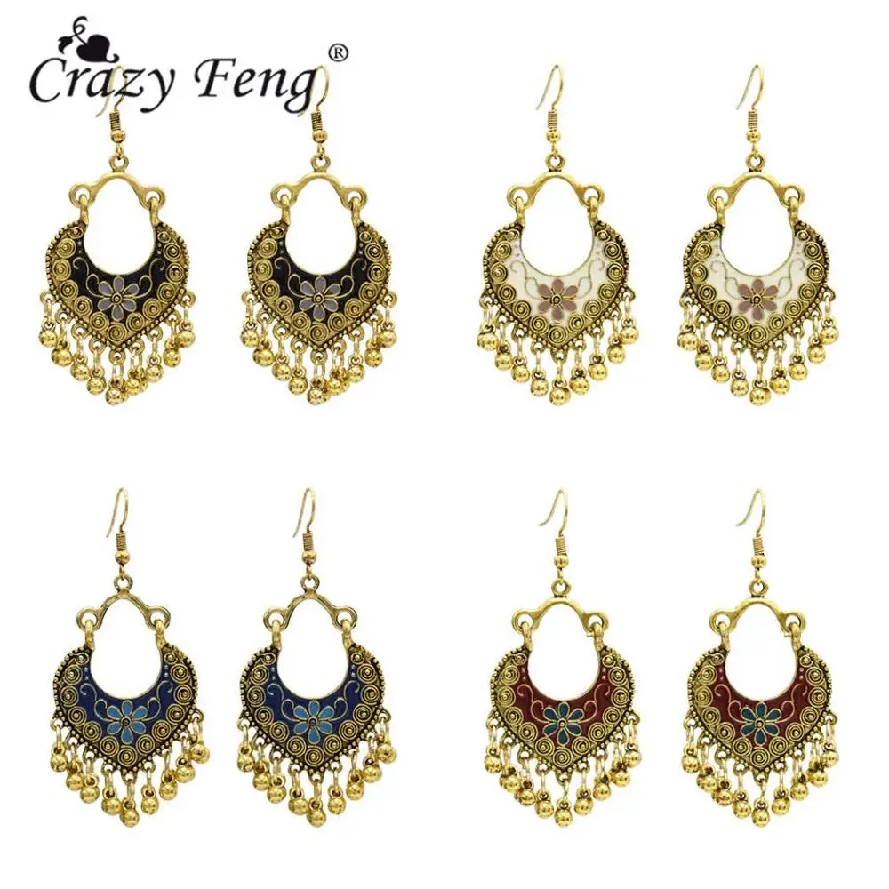 

Crazy Feng 2019 Statement Drop Earrings Women Ladies Boho Ethnic Fashion Boho Hanging Gyspy Long Earrings Indian Party Jewelry
