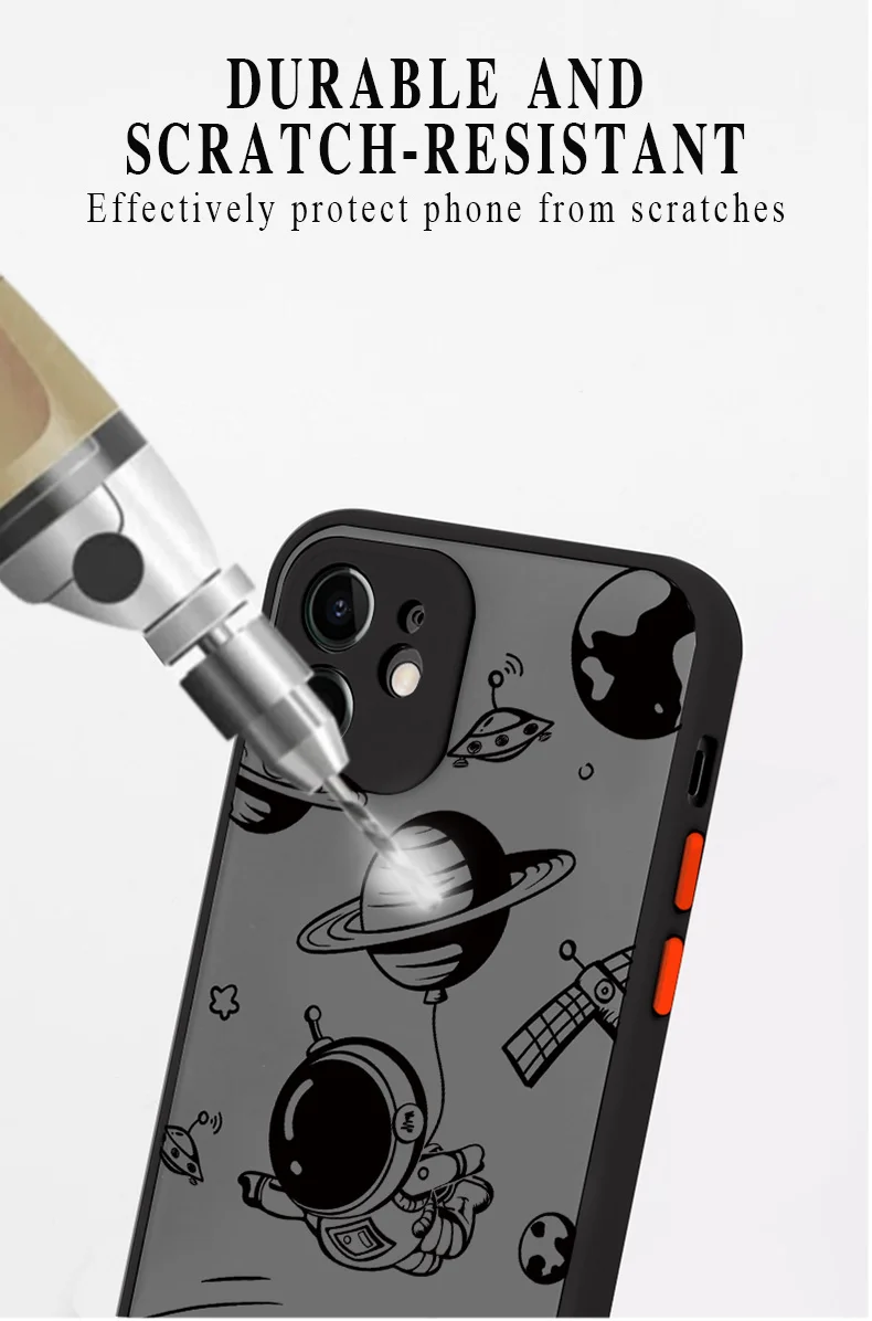 Luxury Cartoon Space Astronaut Phone Case For iPhone 11 12 Pro Max Mini XS X XR 7 8 Plus Matte Shell Silicone Shockproof Cover iphone 13 mini flip case