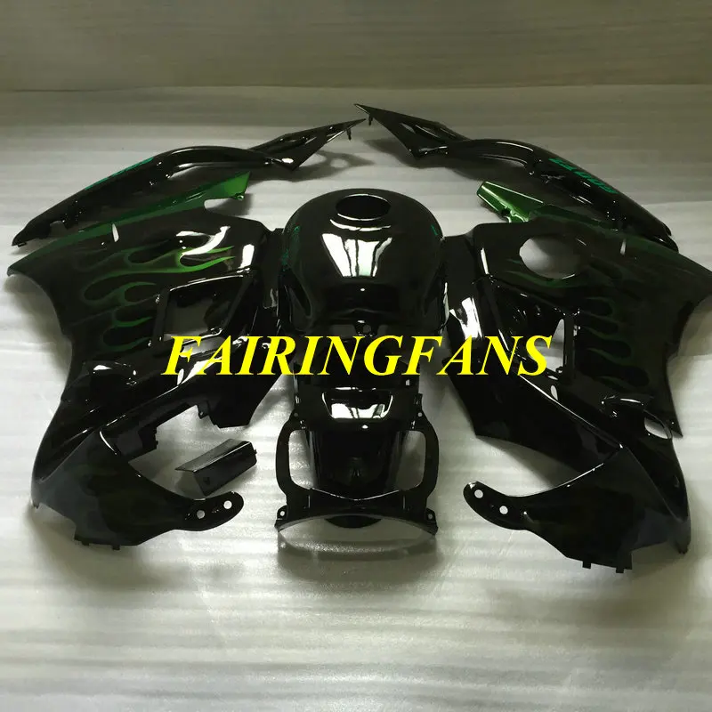 Изготовленный На Заказ обтекатель комплект для HONDA CBR600F2 91 92 93 94 CBR 600 F2 CBR 600F2 CBR600 1991 1994 зеленый пламя части обтекателя+ подарки HS07