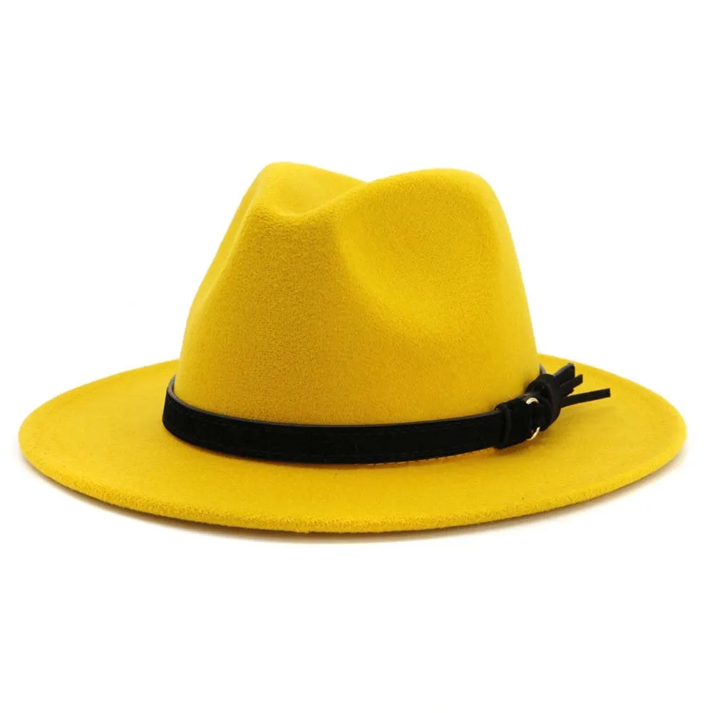 Осенняя и зимняя одноцветная шляпа с полями, шляпа для путешествий, шляпа-федора, джаз, Панама, шляпы для женщин и девушек 51