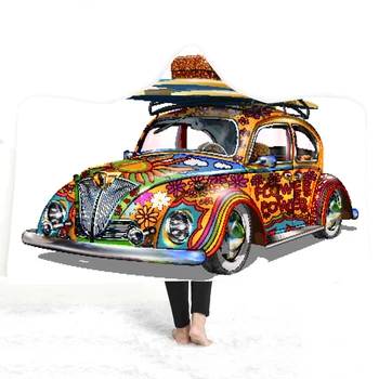 

Watercolor Butterfly Hooded Blanket Colorful Sherpa Fleece Microfiber Peace Design Throw Blanket for Sofa manta