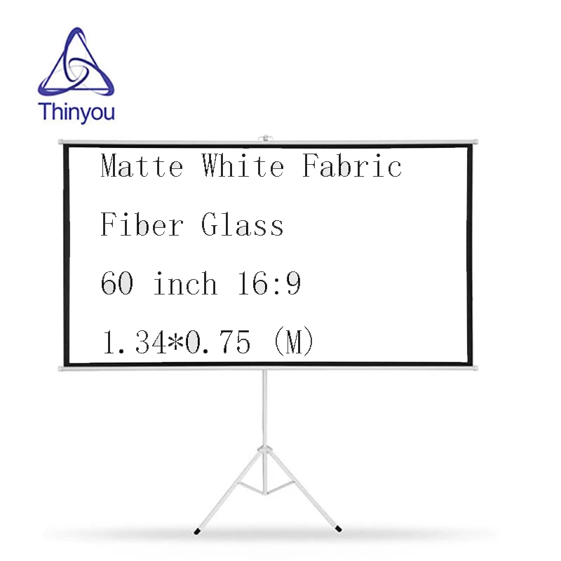 Thinyou кронштейн Экран матовая белая ткань волокна Стекло 60 дюймов 16:9 экран для hd-проектора Портативный подтянуть с устойчивую подставку
