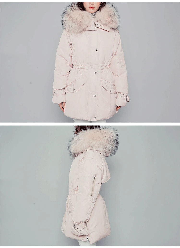 Tcyeek, зимнее розовое пальто, женская теплая куртка, 90% утиный пух, женская одежда,, корейский, настоящий мех енота, с капюшоном, пуховик, 201901