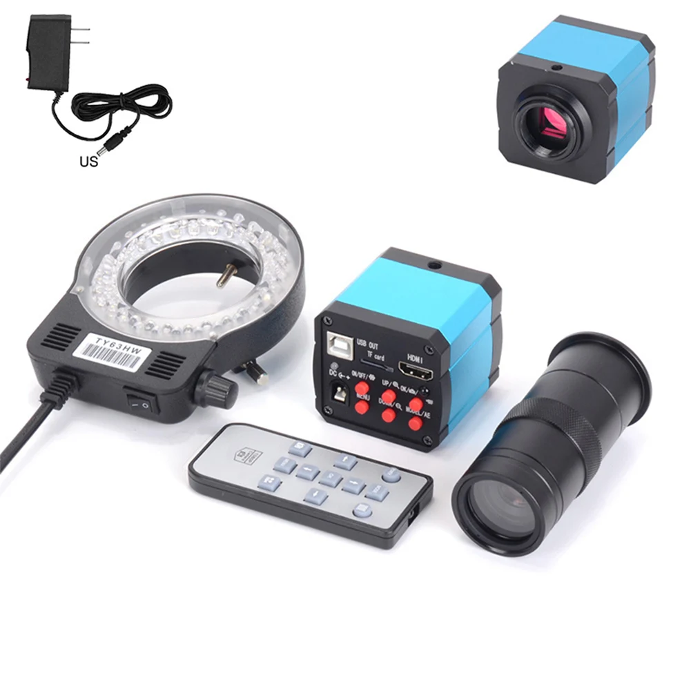 

41MP HDMI USB Industrial Electronic Digital Video Microscope Camera 100X Lens Kit LED Light for Phone DIY Repair TB Sale