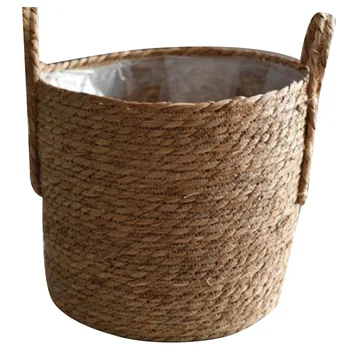 

Hand-Made Straw Storage Basket Rattan Floor-Standing Flower Pot Potted Green Hanging Flower Basket Crafts Decoration