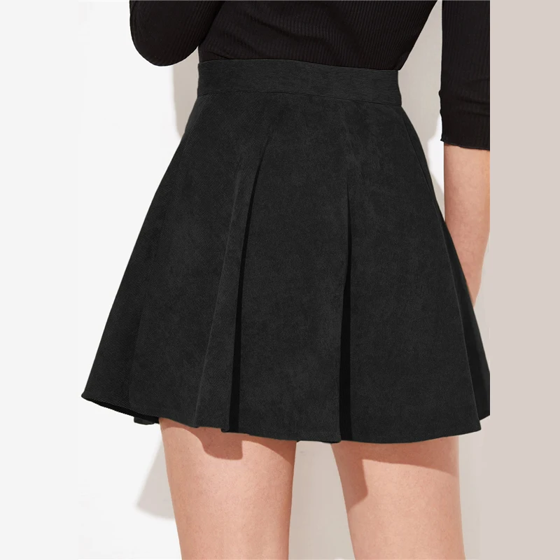 Dotfashion, однотонная, на пуговицах, расклешенная юбка, женская,, опрятная, летняя, повседневная, весенняя, Дамская мода, средняя талия, короткая, скейтерская юбка