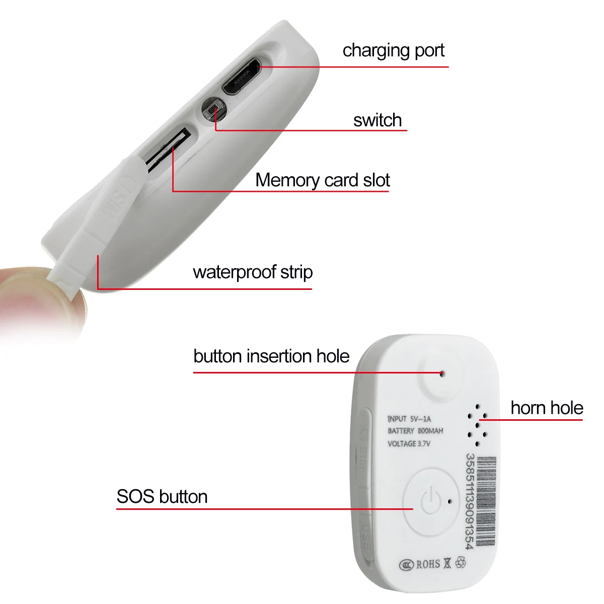  Mini Smart GPS Taste Locator SOS Notruf Smart Finder Tracer Anti-verloren Lage Für Tasche Gepäck Ki