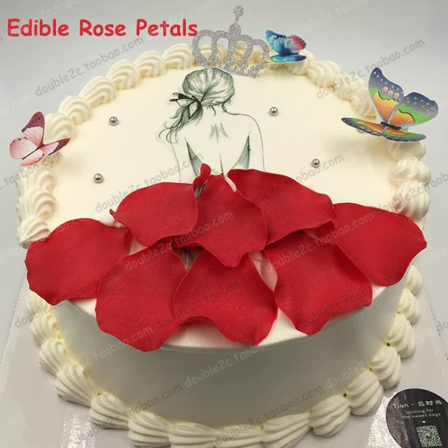 Pétales de Rose Comestibles pour la Décoration de Gâteaux, 50