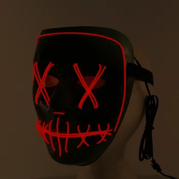 

Horror Luminous Mask Grimace EL Wire Carnival Party Club Bar Halloween Prop
