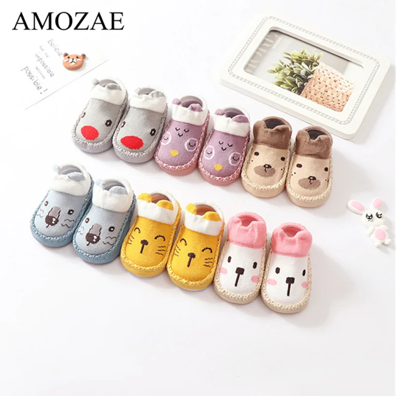 Baby Socks With Rubber Soles Animal Pattern Infant Foot Sock For Newborn Spring Kid Floor Socks Shoes Anti-Slip Soft Sole Sox