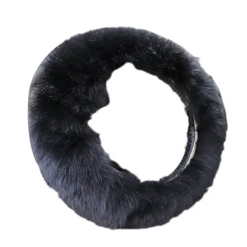 

Solid Soft Warm Long Wool Fuzzy Steering Wheel Cover Woolen Handbrake Car Accessory Sheep Fur Plush Protector Cover Kit