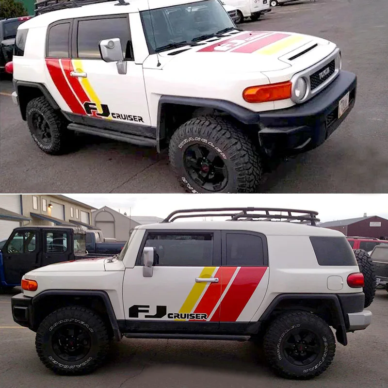 

Sport Off Road Racing Modified Body Door with Hood Colored Stripes Waist Line Graphics Stickers Decal for Toyota FJ Cruiser