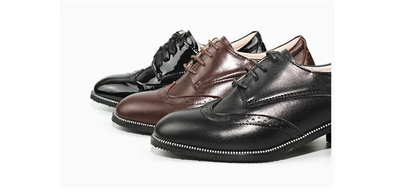 2020 Spring New British Women Pumps Brogues Genuine Leather High Heels Oxford Shoes For Woman Vintage Carved Pumps Women Shoes (6)