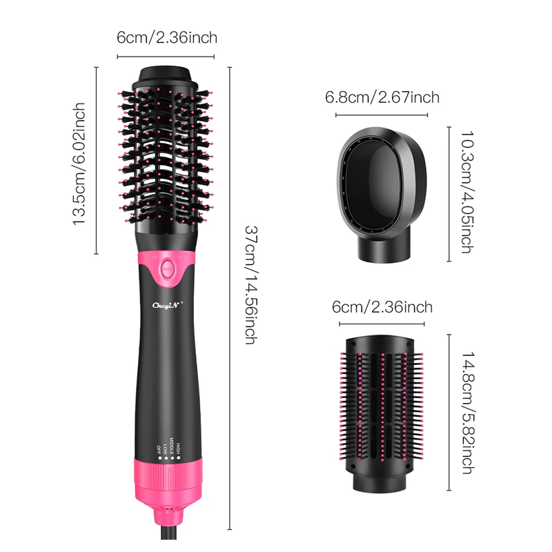 Escova de Secador de Cabelo Acima do ar 3 em 1 Intercambiáveis Rápido Aquecer Quente Pente Rolo Modelador Cabelo Elétrico Abaixo Secador 3 Velocidades 31 1000 w 12 Secadores de cabelo