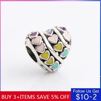 

CodeMonkey Genuine 925 Sterling Silver New Colorful Love Charm Suitable For Original Bracelets Beads DIY Jewelry For Women C491