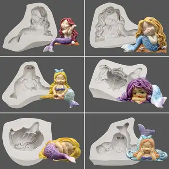 

New 8 Styles 3D Mermaid Tail Fondant Mold Silicone Mold Chocolate Candy Molds Sea Kitchen Baking Tools Decorating Baking Tools