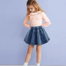 Юбка для девочек джинсовая юбка для маленьких девочек Джинсовая юбка для маленьких детей осенняя милая детская юбка с заклепками для маленьких детей