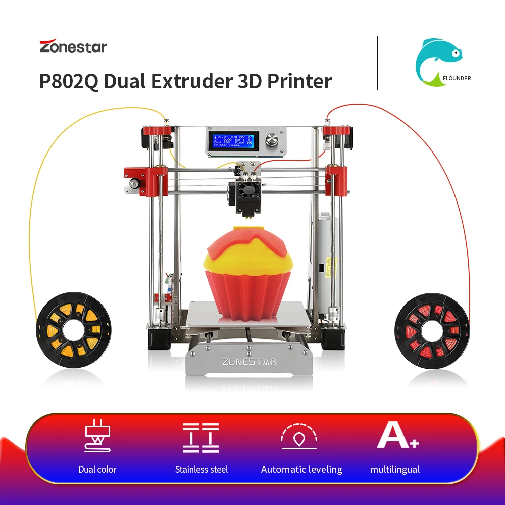 buy Free Shipping Auto Leveling Easy assemble Full Metal Reprap i3 3D Printer DIY Kit Dual Extruder Filament Run out Detection