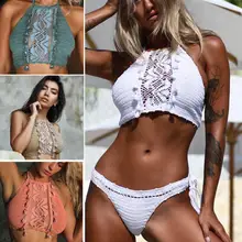 С кисточками Дизайн Полые Вязание Купальник бюстгальтер из купальника-бикини женский купальный костюм сексуальные женские Танкини Купальники