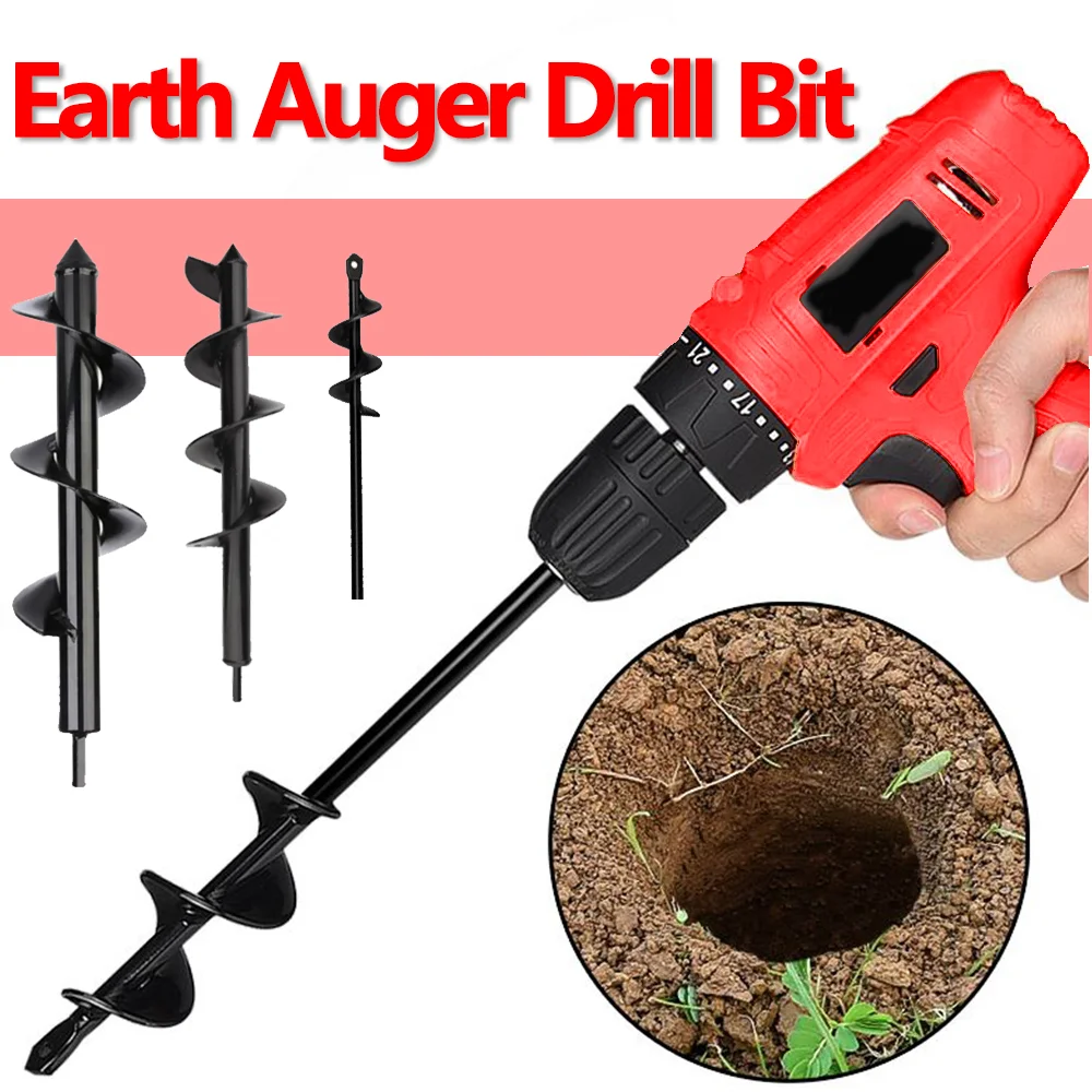 Spiral Drill Bit Garden Earth Auger High Carbon Steel Flower Planting