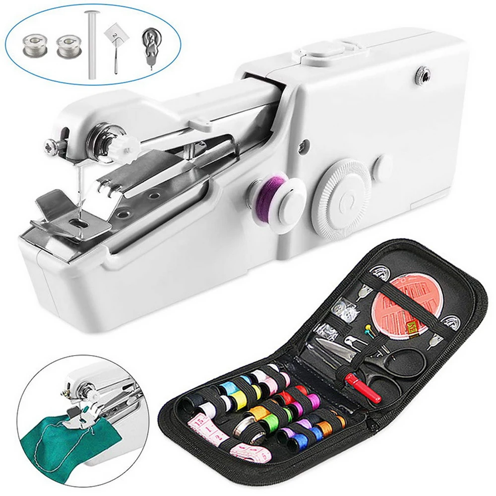 

Portable Mini Hand Sewing Machine Household handheld Sewing Machine Electric Stitch Needlework Set for DIY Clothes Stitchin