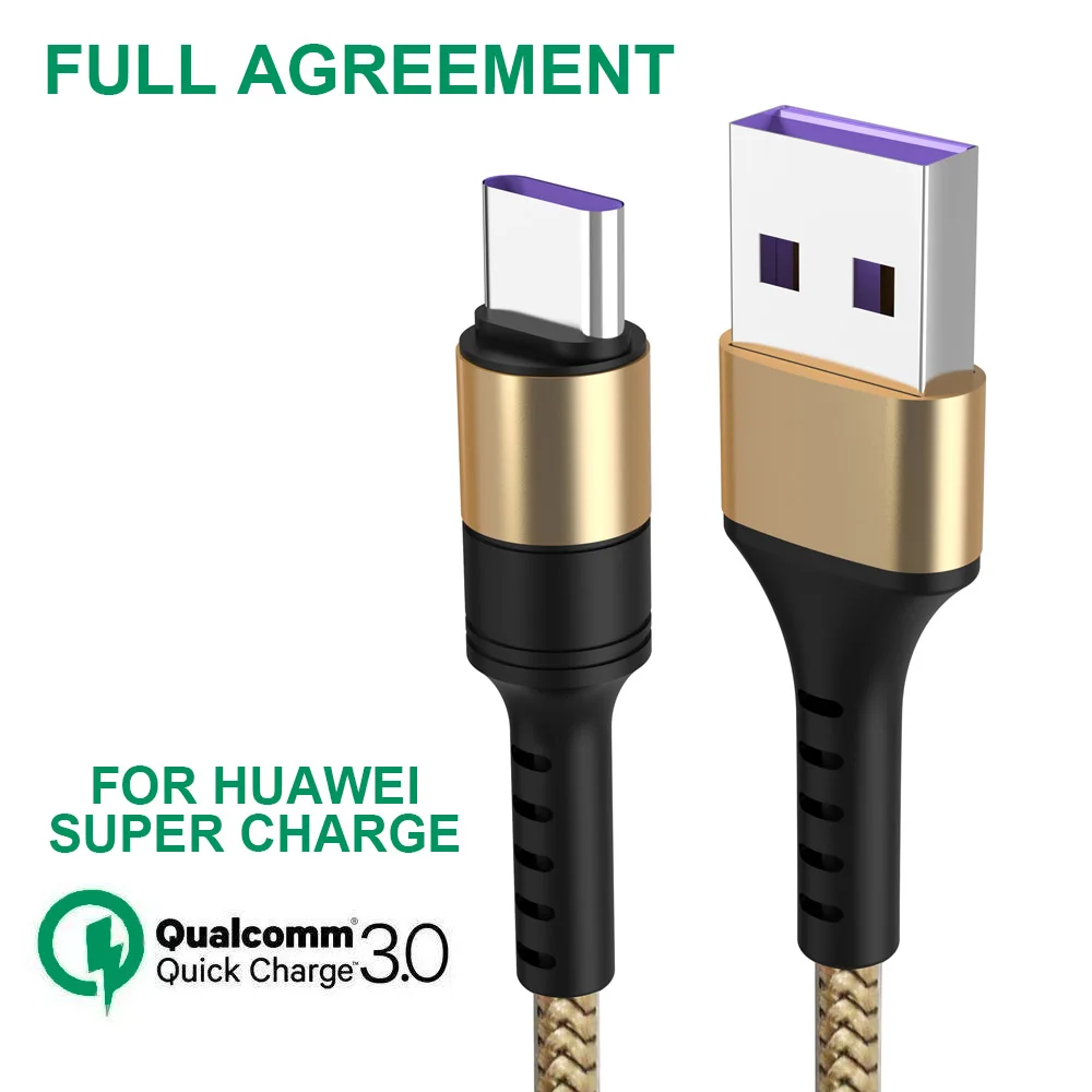 Золотой Кабель usb type-C для huawei mate 30 P30 P20 Pro Lite 5A шнур для быстрой зарядки samsung Xiaomi Redmi Note 7 USBC кабель type-C - Цвет: Золотой