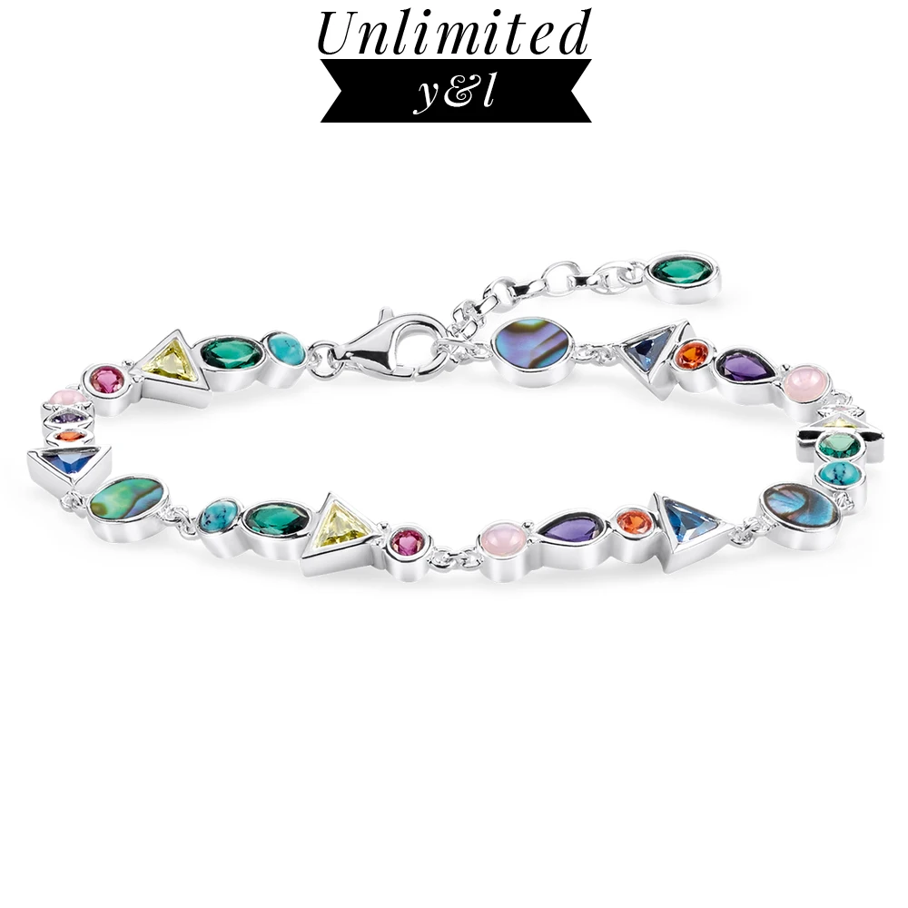 

6mm Journey to Paradise Bracelets 2020 New Colourful Link Chain 925 Sterling Silver Fashion Jewelry Boho-inspired Gift For Women