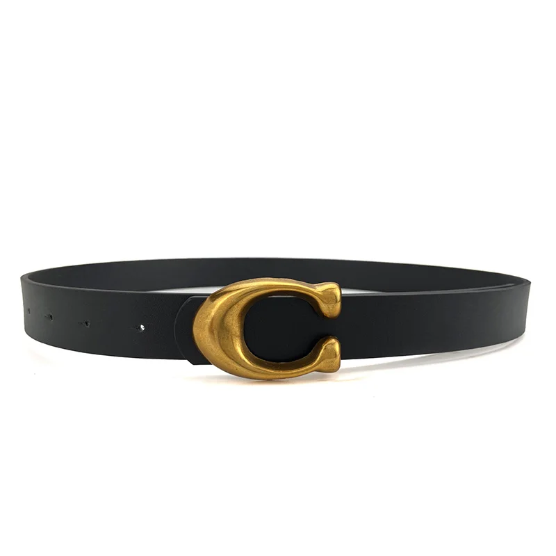 Fashion High Quality Women Leather Belts Retro Waist Strap Designer C Buckle Female Ladies Waistband All-match Jeans Belt