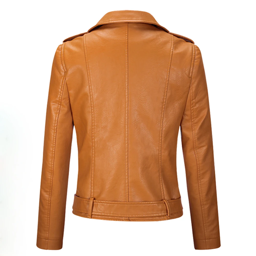Осенняя короткая женская куртка из искусственной кожи на Молнии Черная мотоциклетная модная женская куртка разноцветная тонкая женская верхняя одежда с заклепками