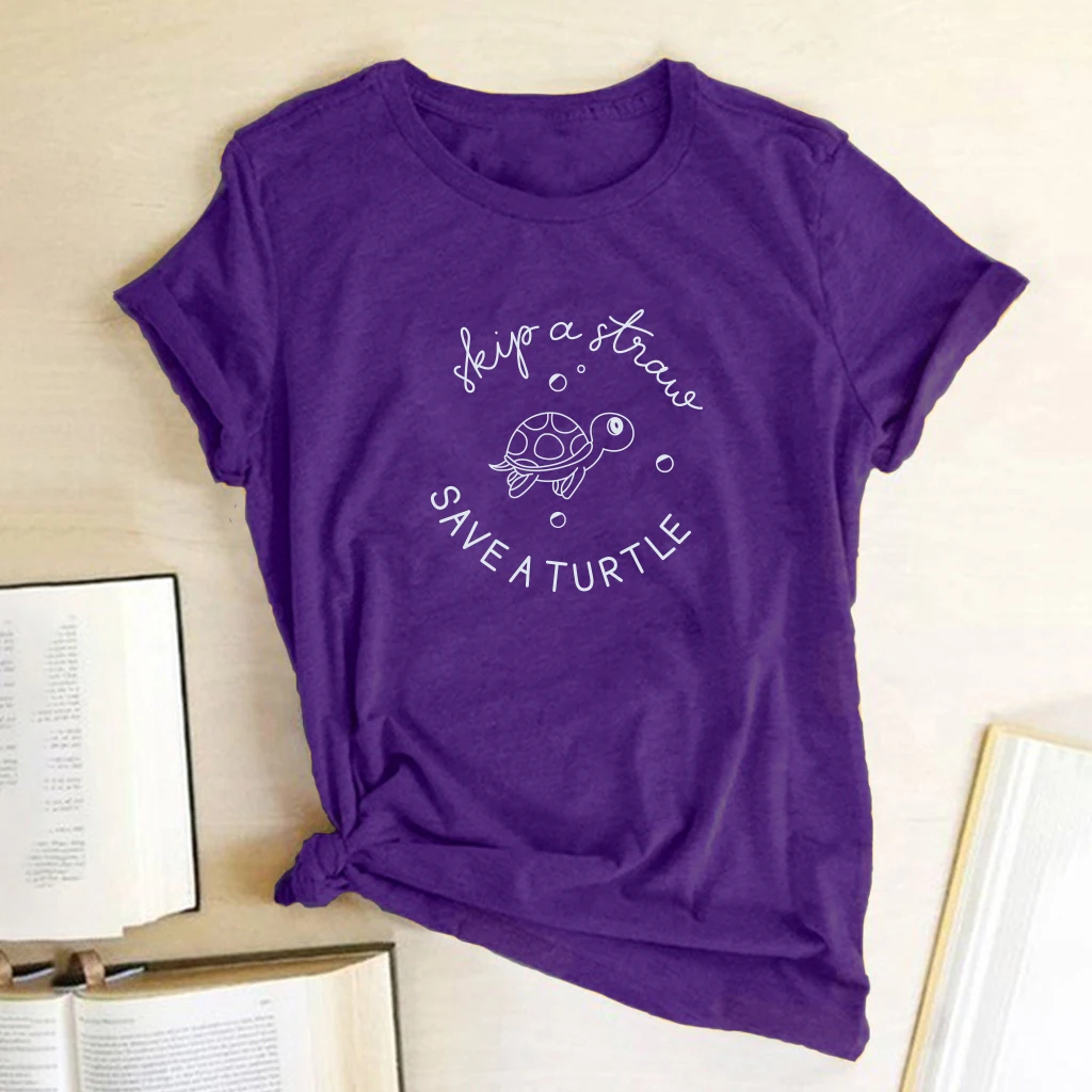 Save A Turtle Printing T-shirts Women Clothing Summer Cute Shirt Graphic Tops For Women Fashion Kawaii Shirt Harajuku Femme