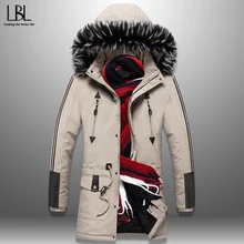 Новое Поступление Зимняя Мужская Куртка Парка Зимнее Длинное Толстое Пальто Теплая Куртка С Капюшоном Меховой Воротник Ветрозащитное Мужское Пальто